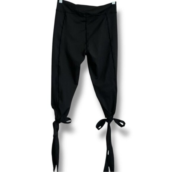 Black Bottoms Capri Tie Ankle Wrap Dancing Athletic Yoga Pants - Picture 3 of 10